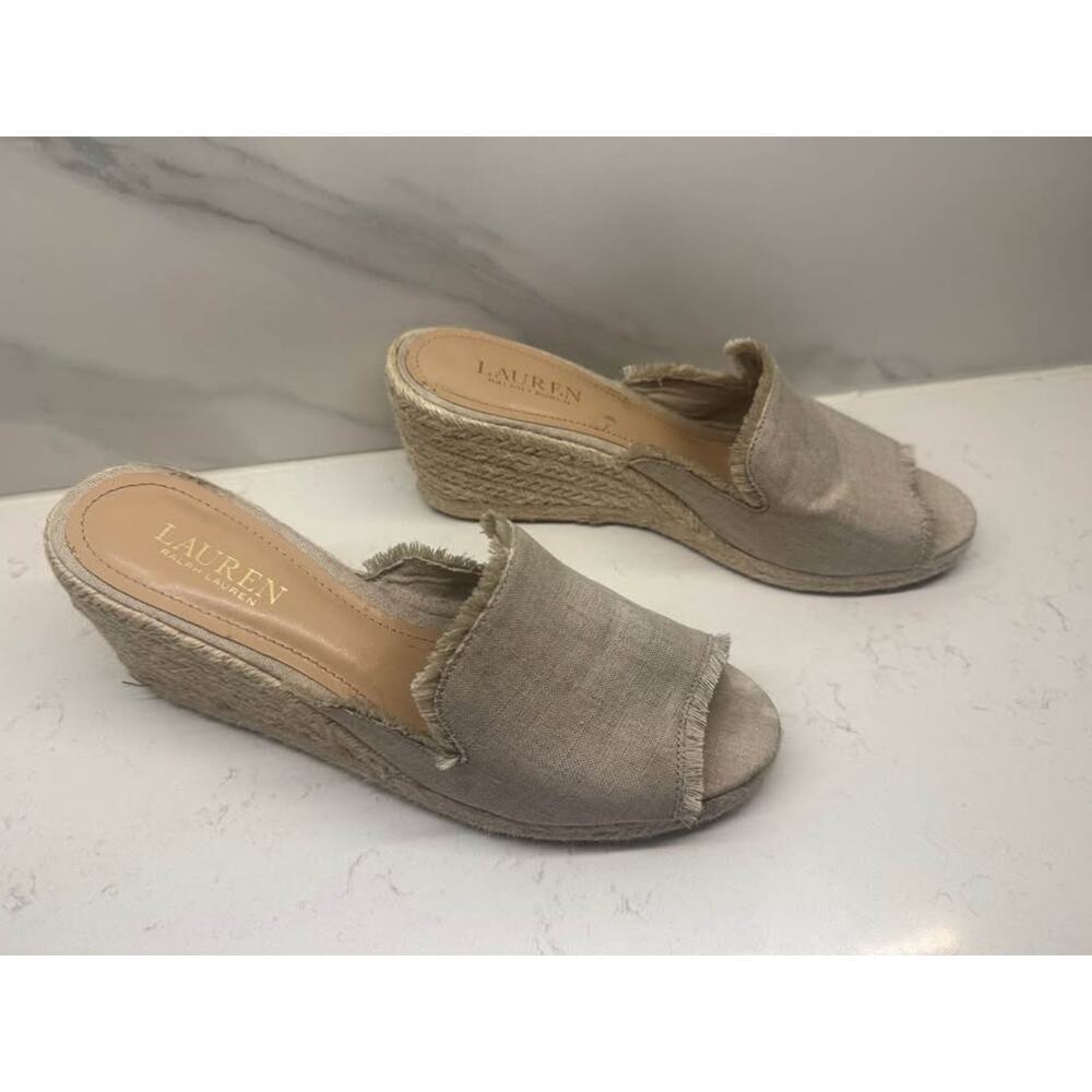 Lauren Ralph Lauren Women's Size 9.5 Carlynda Espadrille Wedge Sandals - Picture 3 of 8